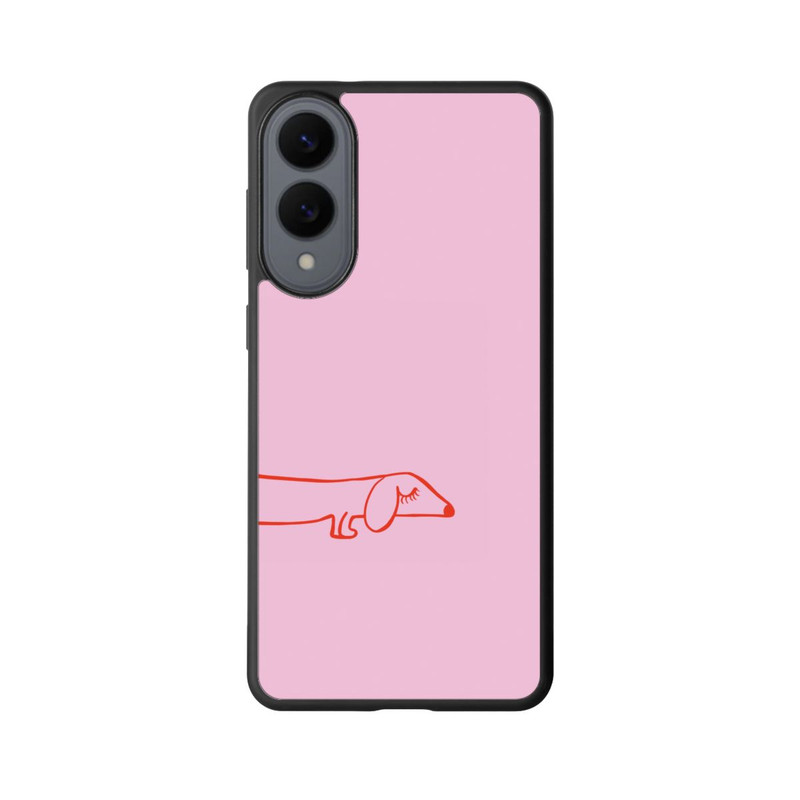 Galaxy S25 Edge Base Case Dachshund Illustration Pink