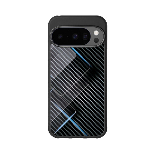 Google Pixel 10 Pro Base Case Blaue Linien auf Karbon