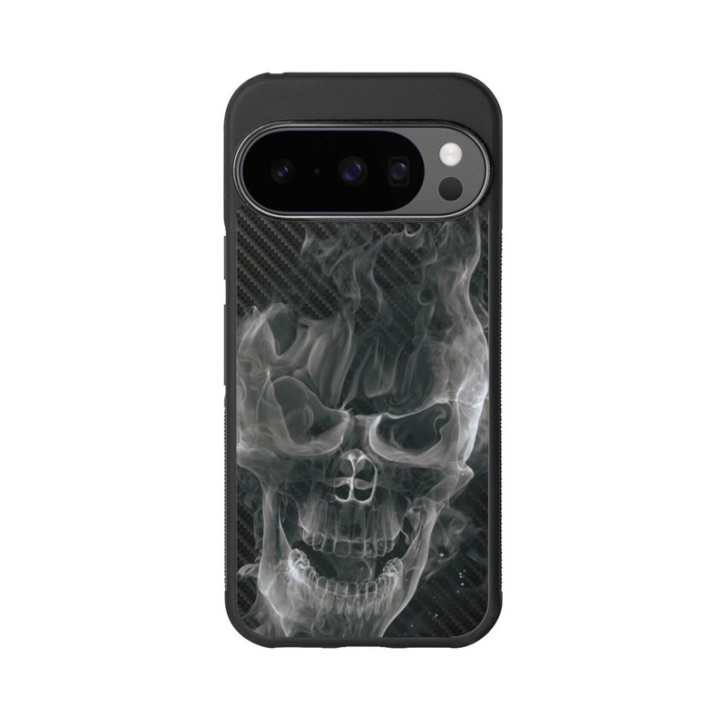 Pixel 10 Pro Base Case rauchender Totenkopf Carbon