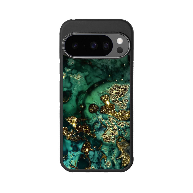 Pixel 10 Pro Base Case Cyan Glitzer Marmorlook