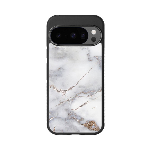 Google Pixel 10 Pro Base Case Silberglitzer Marmorlook