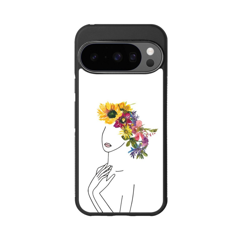 Pixel 10 Pro Base Case Line Art Frau mit Blumenkrone