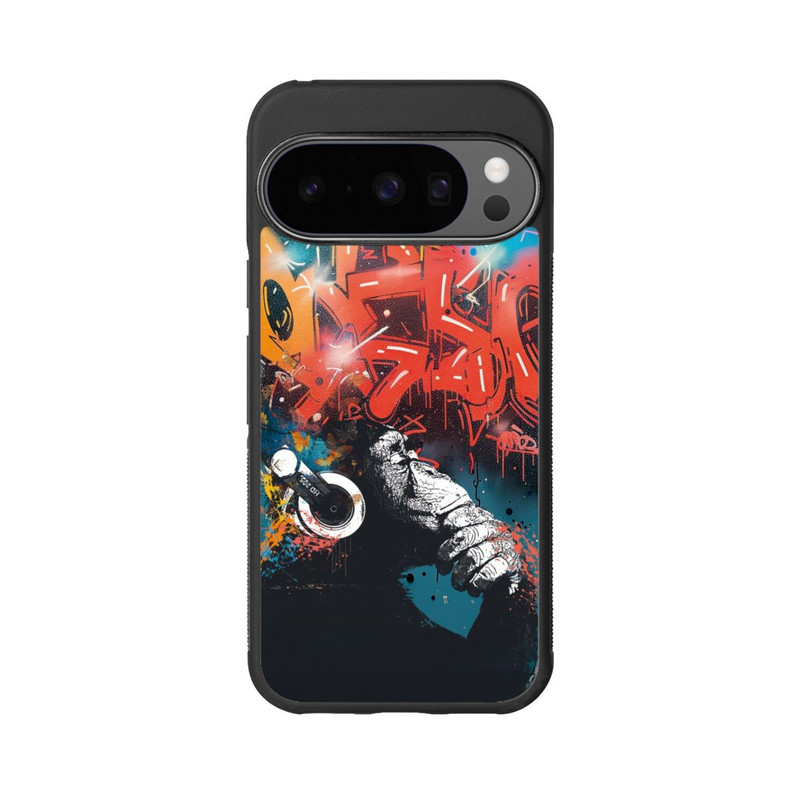Pixel 10 Pro Base Case Affe Stereo Kopfhörer Graffiti Street Art