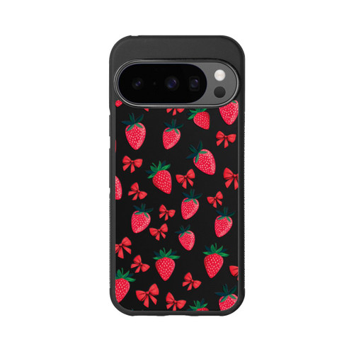 Google Pixel 10 Pro Base Case Erdbeer Herz Muster Transparent