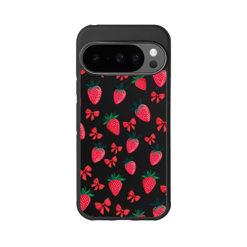 Pixel 10 Pro Base Case Erdbeer Herz Muster Transparent