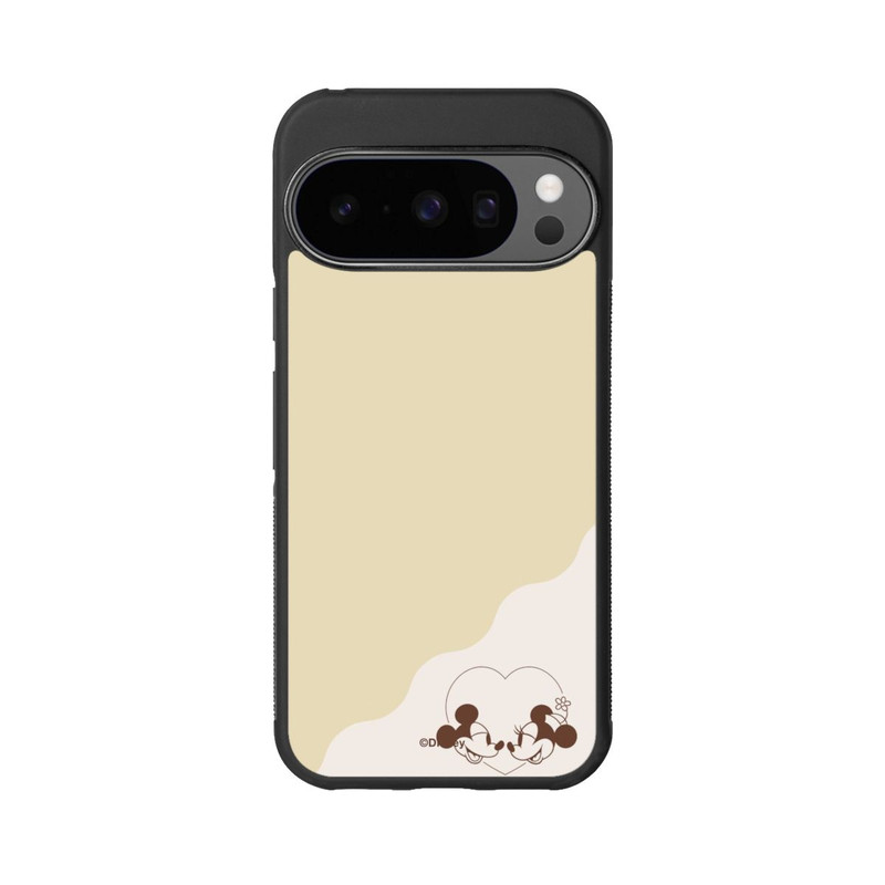 Pixel 10 Pro Base Case Mickey and Minnie Love Heart Beige