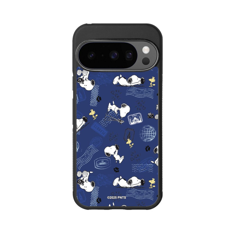 Pixel 10 Pro Base Case Peanuts Travel Stamps Pattern Blue