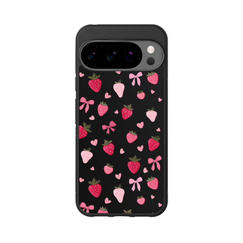 Google Pixel 10 Pro XL Base Case Erdbeer Herz Schleifen Pink Muster Transparent