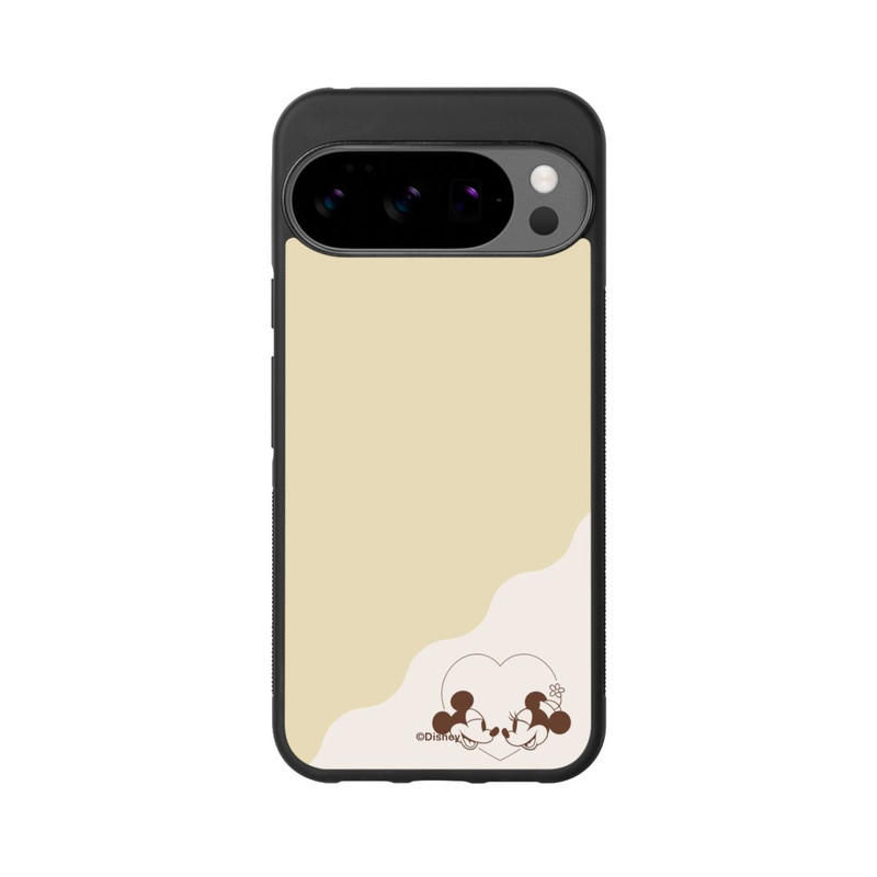 Pixel 10 Pro XL Base Case Mickey and Minnie Love Heart Beige
