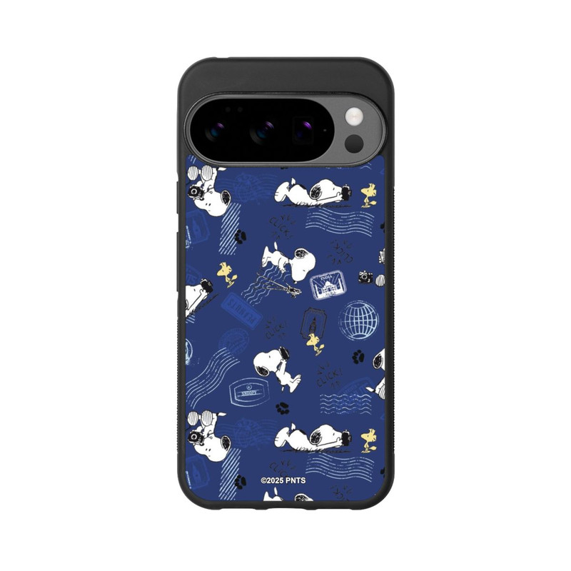 Pixel 10 Pro XL Base Case Peanuts Travel Stamps Pattern Blue