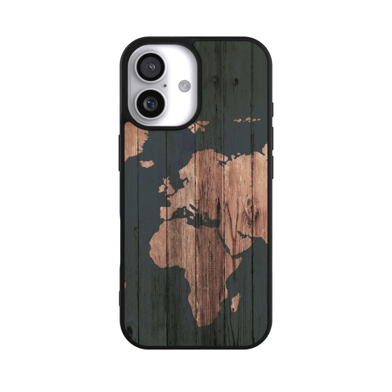 iPhone 17 Base Case Wooden World Map