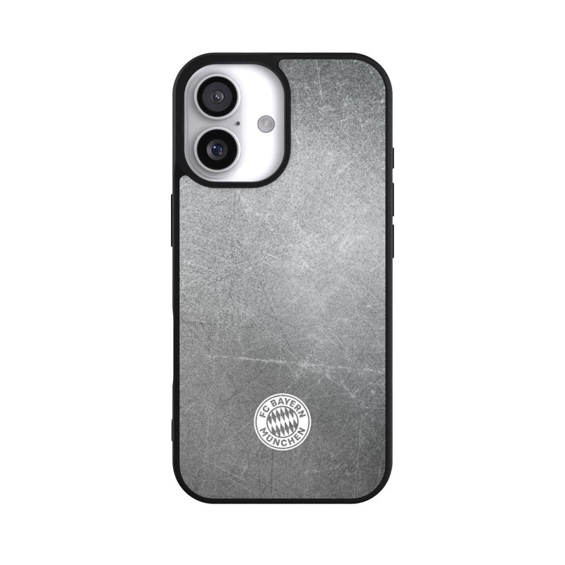 iPhone 17 Base Case Klassisches FCB Logo Klein - Weiß auf Metalllook