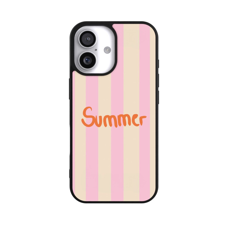 iPhone 17 Base Case Summer- Rosa und Orange Streifen Hintergrund