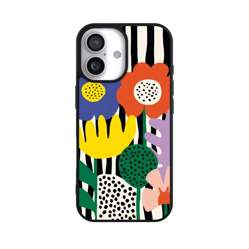 iPhone 17 Base Case Flowers Striped Background
