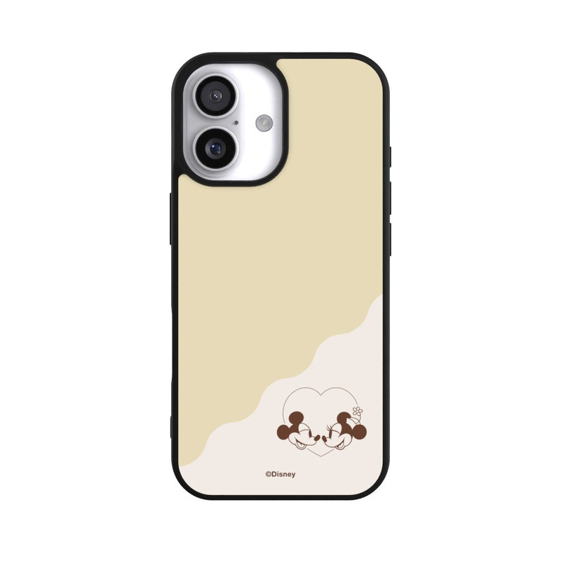 iPhone 17 Base Case Mickey and Minnie Love Heart Beige