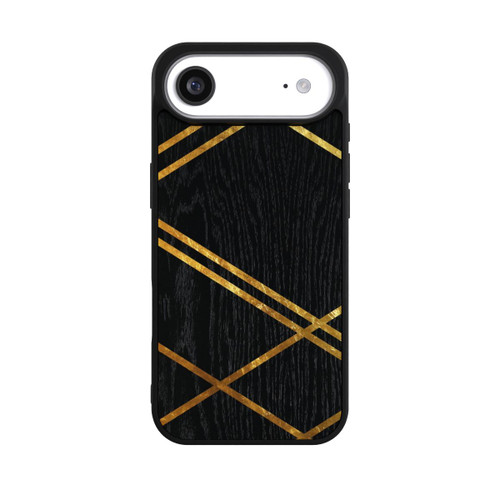 Apple iPhone Air Base Case Schwarzes geometrisches Muster Goldene Streifen