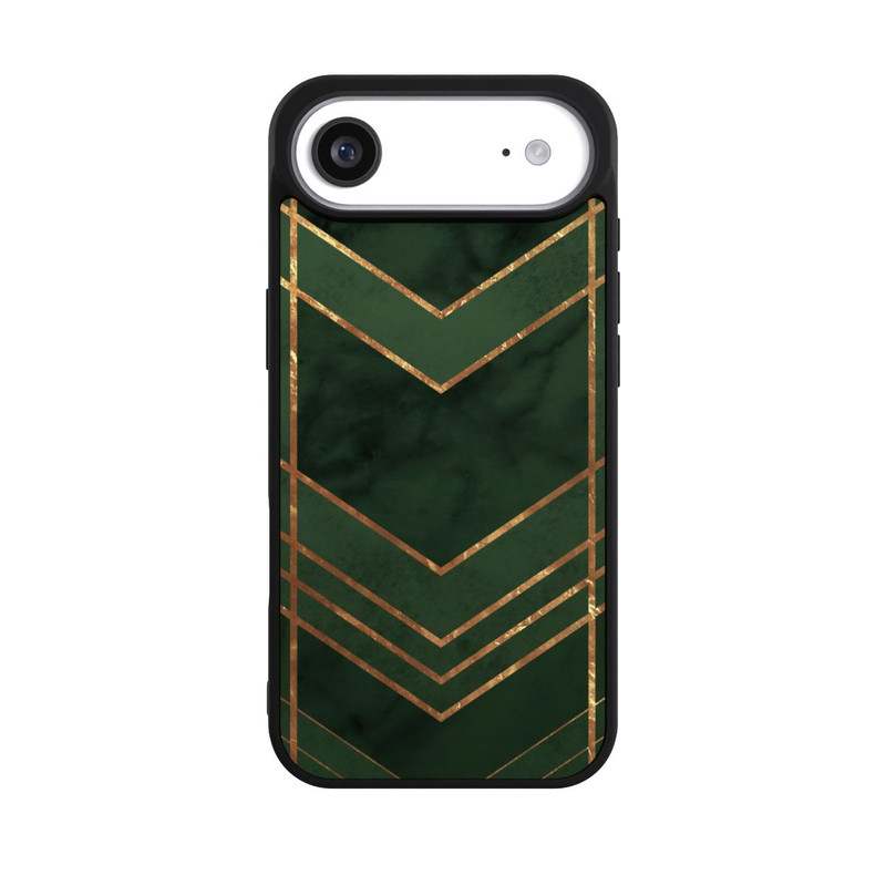 iPhone Air Base Case Dunkelgrün gemustert Goldene Streifen