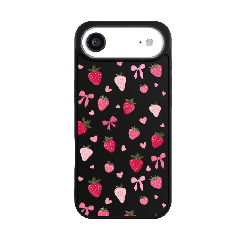 iPhone Air Base Case Erdbeer Herz Schleifen Pink Muster Transparent