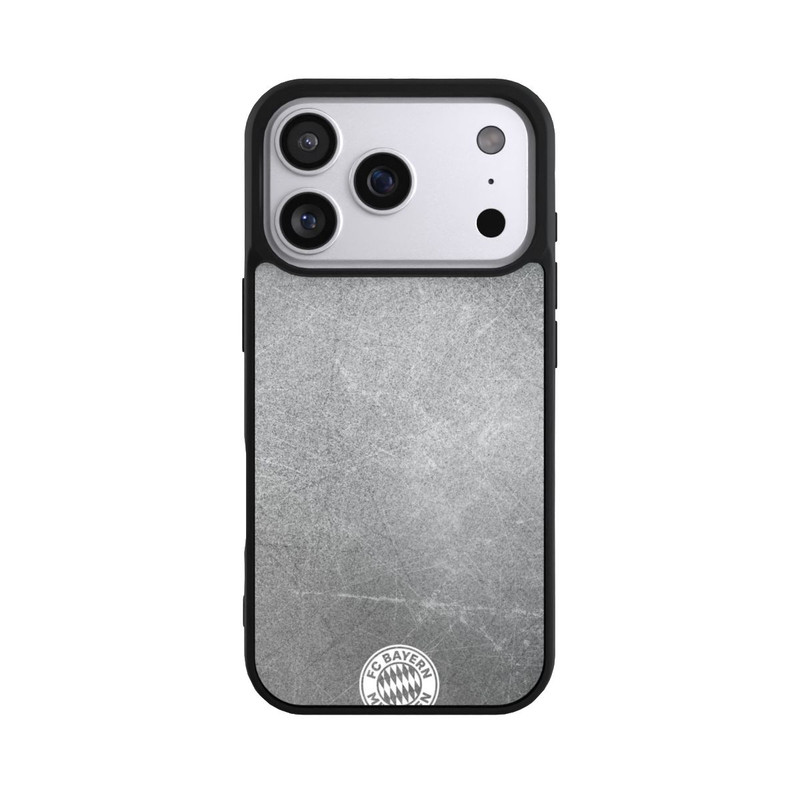 iPhone 17 Pro Base Case Klassisches FCB Logo Klein - Weiß auf Metalllook