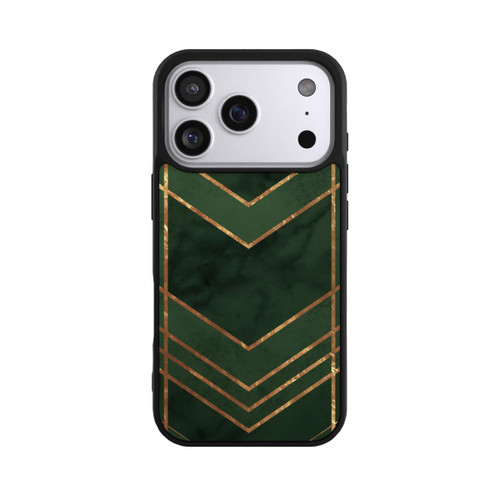 Apple iPhone 17 Pro Base Case Dunkelgrün gemustert Goldene Streifen