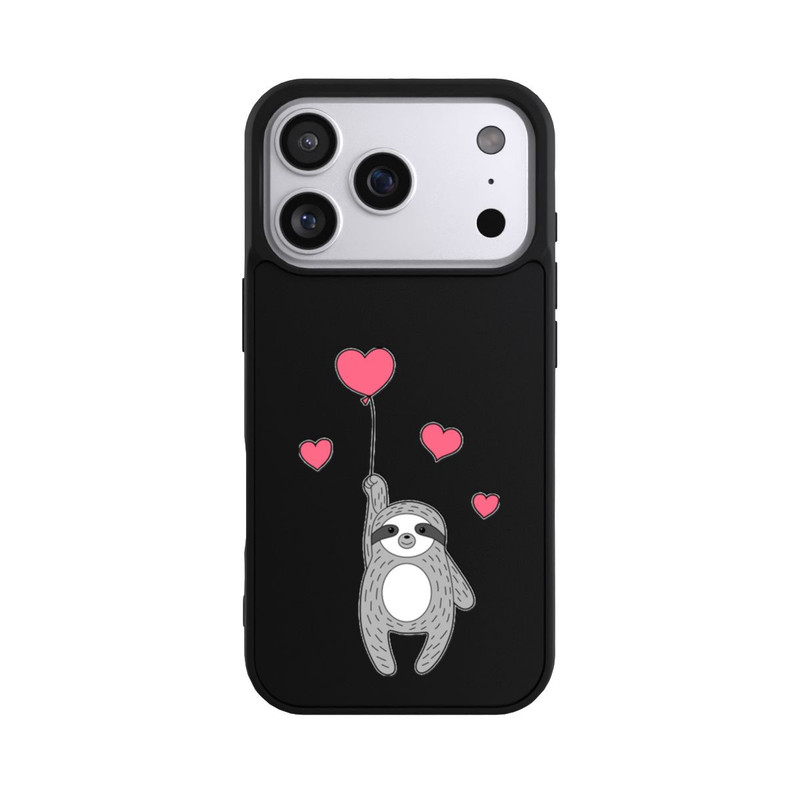 iPhone 17 Pro Base Case Faultier mit Herzen transparent