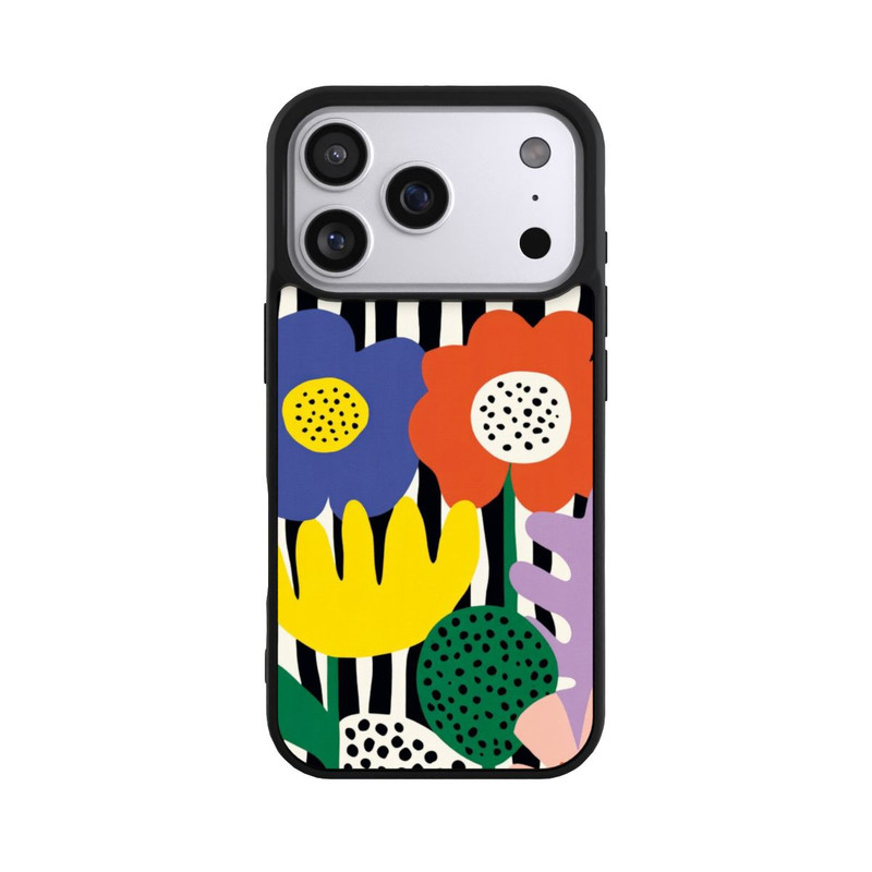 iPhone 17 Pro Base Case Flowers Striped Background