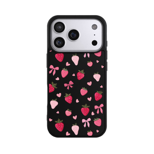 Apple iPhone 17 Pro Base Case Erdbeer Herz Schleifen Pink Muster Transparent