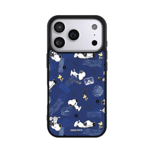 Apple iPhone 17 Pro Base Case Peanuts Travel Stamps Pattern Blue