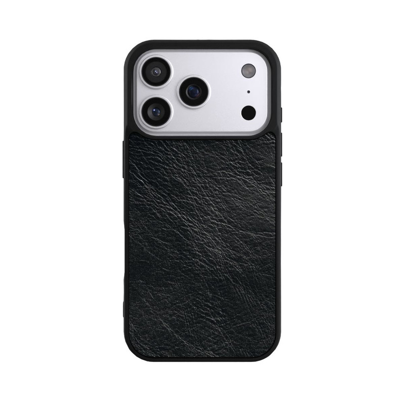 iPhone 17 Pro Base Case Schwarzer Lederlook Hintergrund