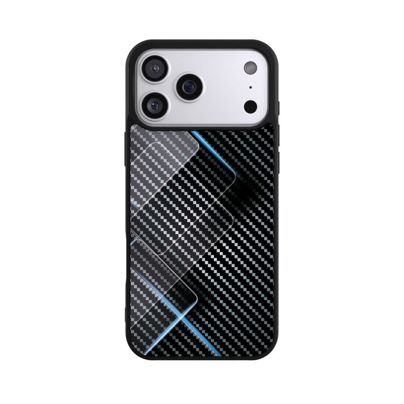 iPhone 17 Pro Max Base Case Blaue Linien auf Karbon