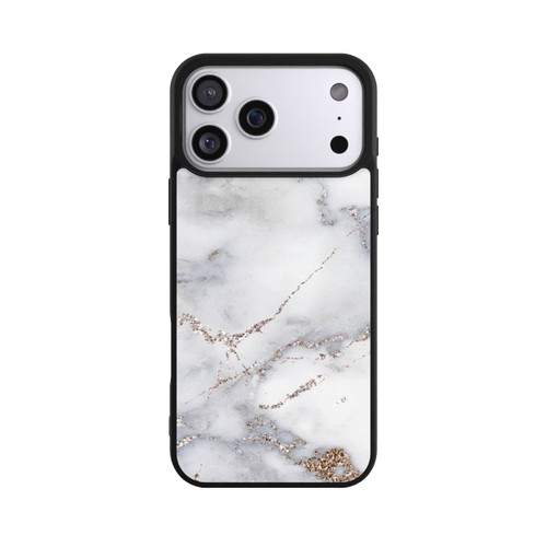Apple iPhone 17 Pro Max Base Case Silberglitzer Marmorlook