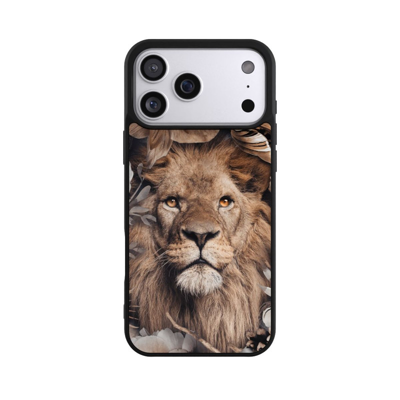 iPhone 17 Pro Max Base Case Löwe Blumenrahmen Beige