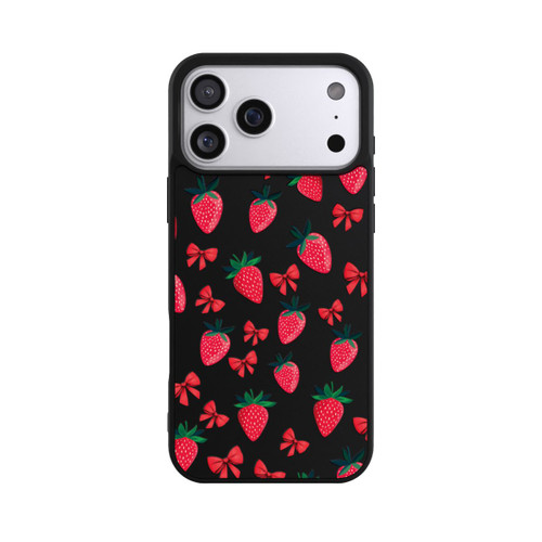 Apple iPhone 17 Pro Max Base Case Erdbeer Herz Muster Transparent
