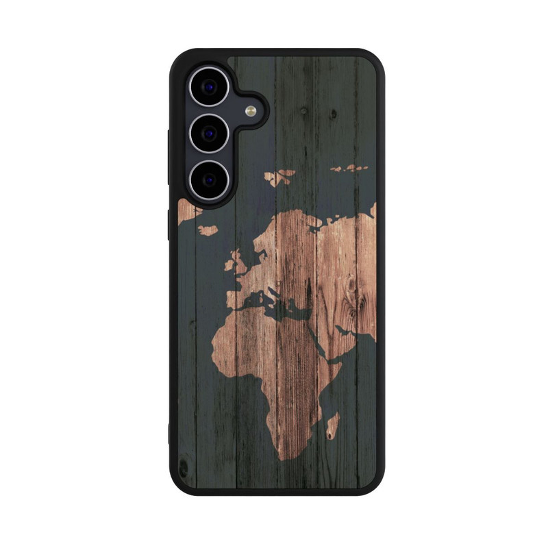 Galaxy S25 FE Base Case Wooden World Map