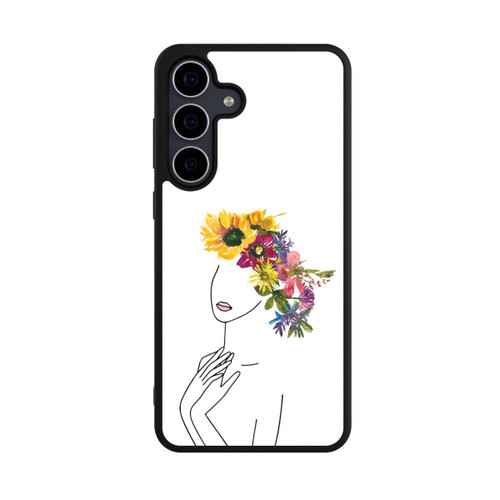 Samsung Galaxy S25 FE Base Case Line Art Frau mit Blumenkrone