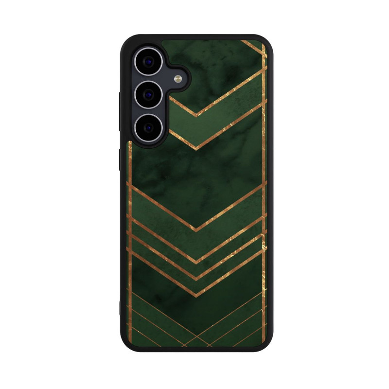 Galaxy S25 FE Base Case Dunkelgrün gemustert Goldene Streifen