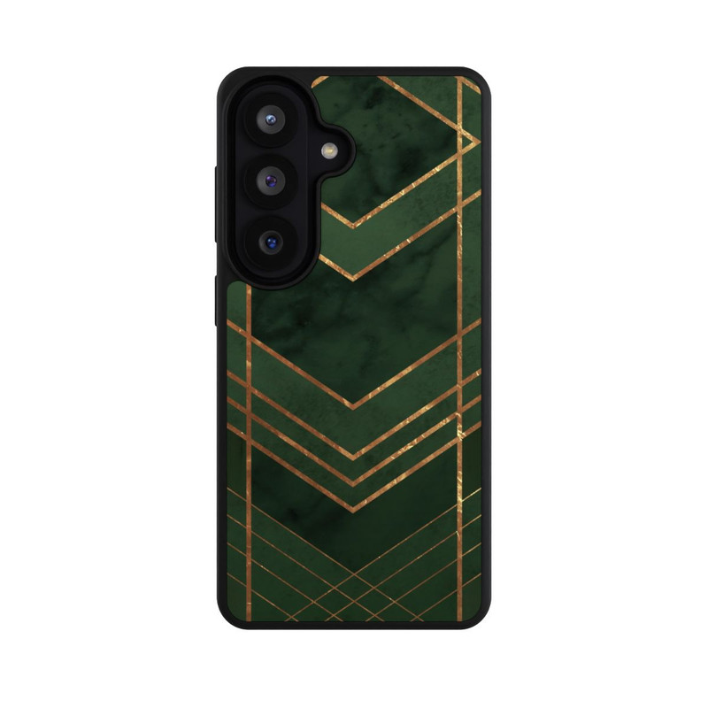 Galaxy S26 Base Case Dunkelgrün gemustert Goldene Streifen