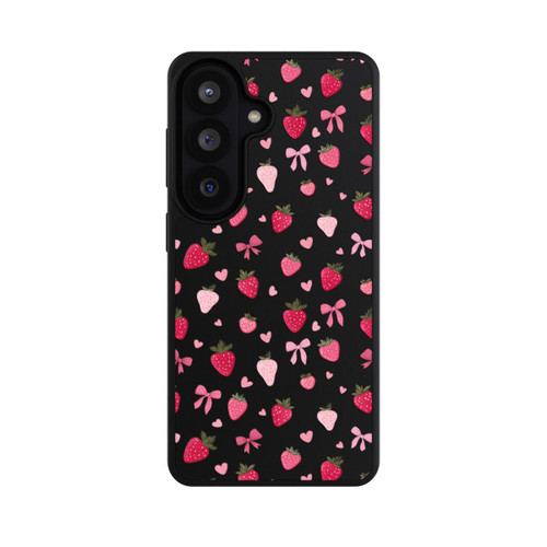 Samsung Galaxy S26 Base Case Erdbeer Herz Schleifen Pink Muster Transparent