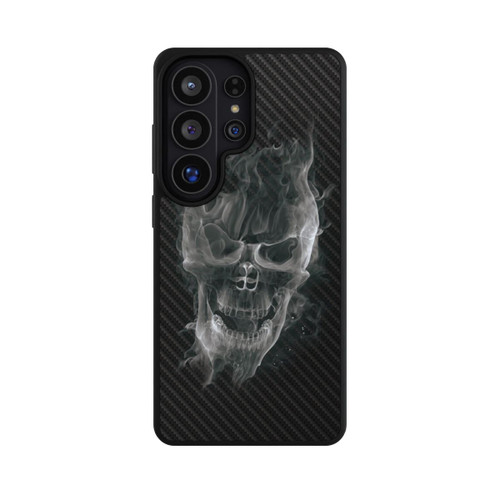 Samsung Galaxy S26 Ultra Base Case rauchender Totenkopf Carbon