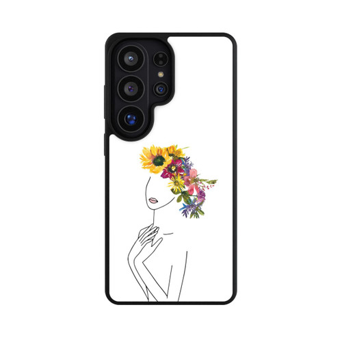 Samsung Galaxy S26 Ultra Base Case Line Art Frau mit Blumenkrone