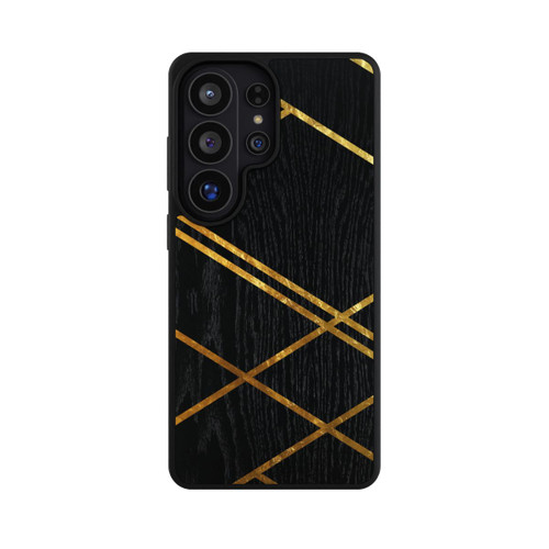 Samsung Galaxy S26 Ultra Base Case Schwarzes geometrisches Muster Goldene Streifen