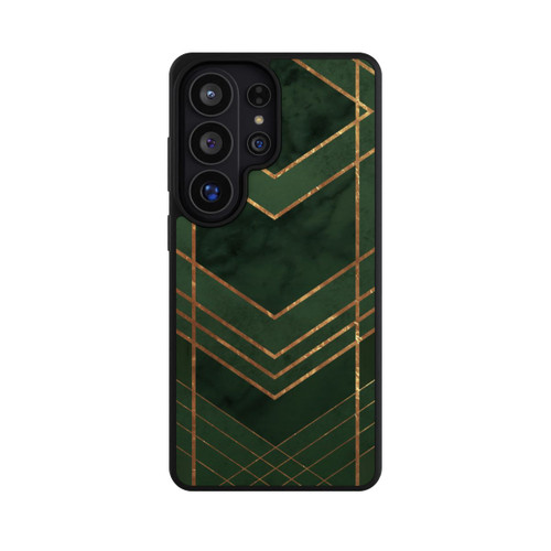 Samsung Galaxy S26 Ultra Base Case Dunkelgrün gemustert Goldene Streifen