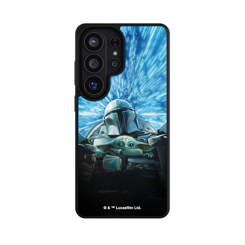 Galaxy S26 Ultra Base Case Grogu und Mando fliegen blau