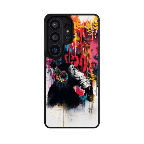 Samsung Galaxy S26 Ultra Base Case Affe Stereo Kopfhörer Graffiti Street Art Blau
