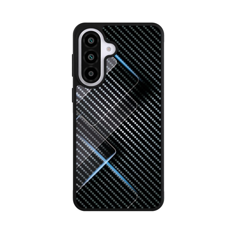 Galaxy A57 5G Base Case Blaue Linien auf Karbon