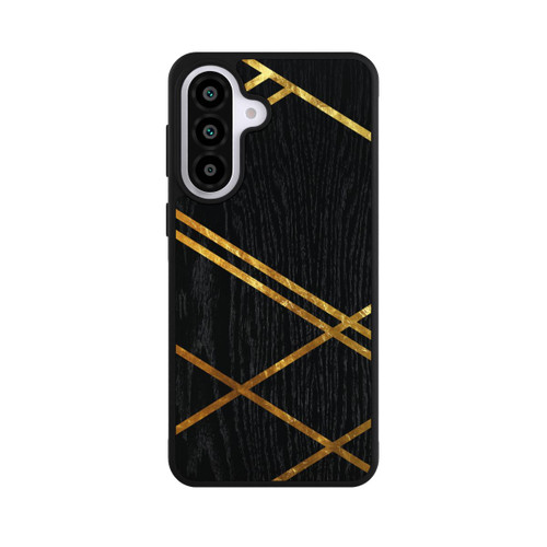 Samsung Galaxy A57 5G Base Case Schwarzes geometrisches Muster Goldene Streifen