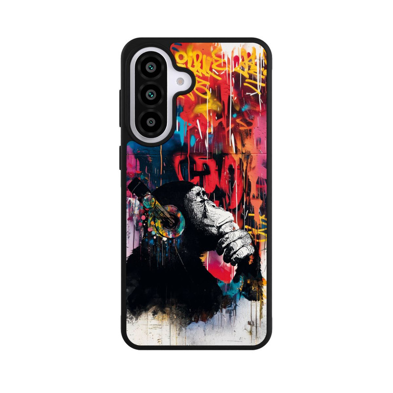 Galaxy A57 5G Base Case Affe Stereo Kopfhörer Graffiti Street Art Blau