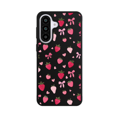 Samsung Galaxy A57 5G Base Case Erdbeer Herz Schleifen Pink Muster Transparent
