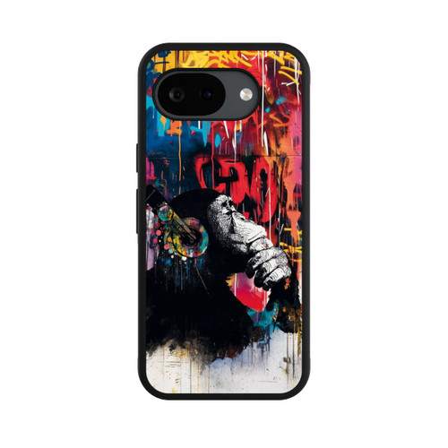 Google Pixel 10a Base Case Affe Stereo Kopfhörer Graffiti Street Art Blau