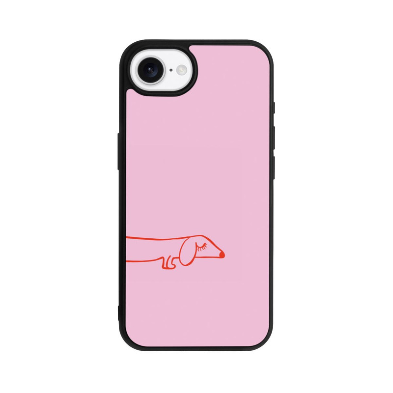 iPhone 17e Base Case Dachshund Illustration Pink